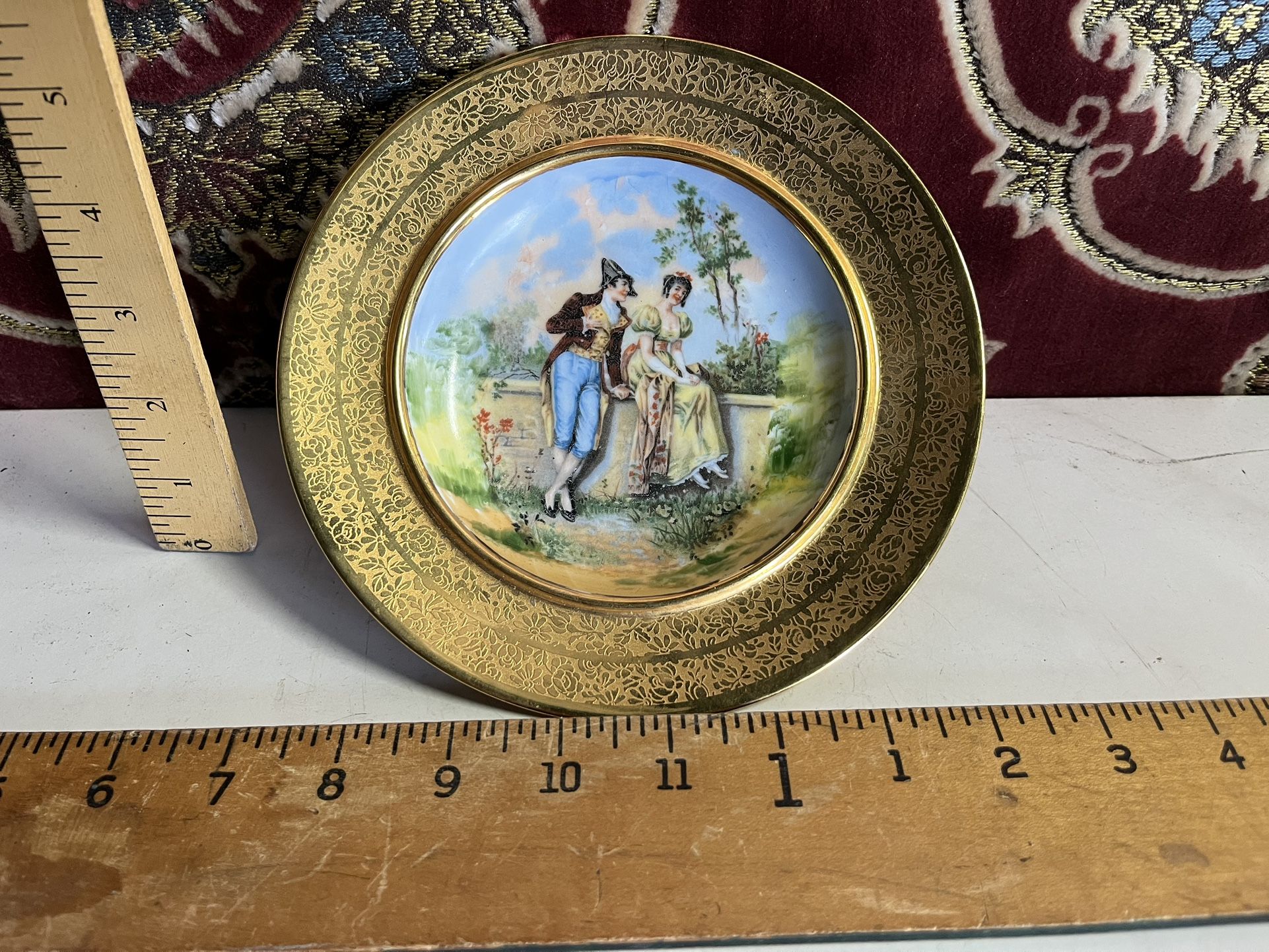 Osborne China 6"in Plate Thames Victorian Motif 22k Gold Bavaria Germany