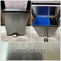 SimpleHuman Dual Compartment Rectangular Step Trash Recycle Can