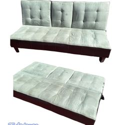 Convertible Futon Sofa Bed - Light Grey - Deep Cleaned!
