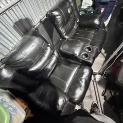 Black Pleather Reclining Couch