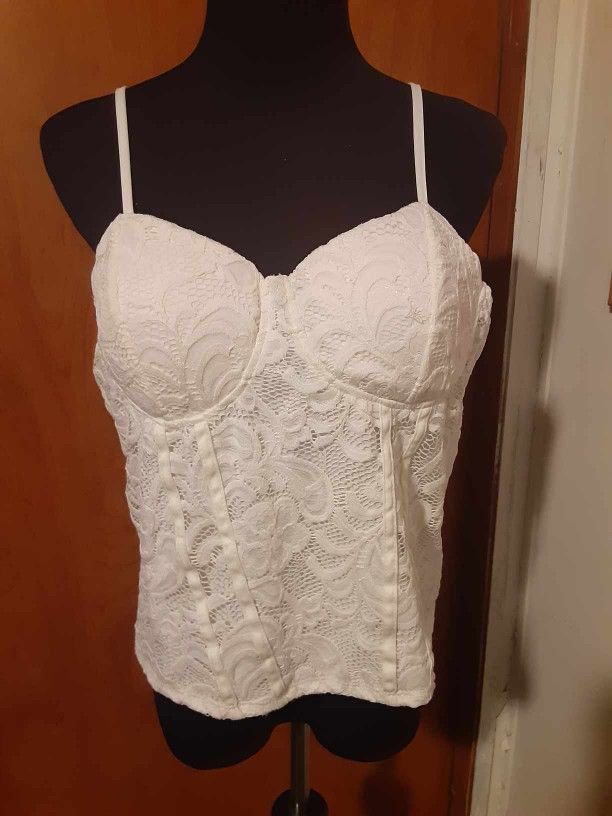 Women's No Boundaries White Lace Corset Tank Top Size XXXL (21)