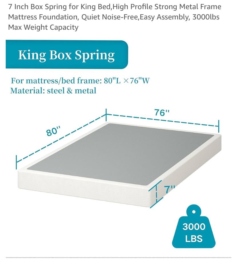 King Size 7 Inch Box Spring. You Assemble