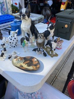 Boston terrier statues. Sandcast statuettes.