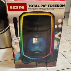 ION Total PA Freedom 650W Bluetooth Speaker System | Party PA | Wireless Mic+ LED Lights | FM Radio