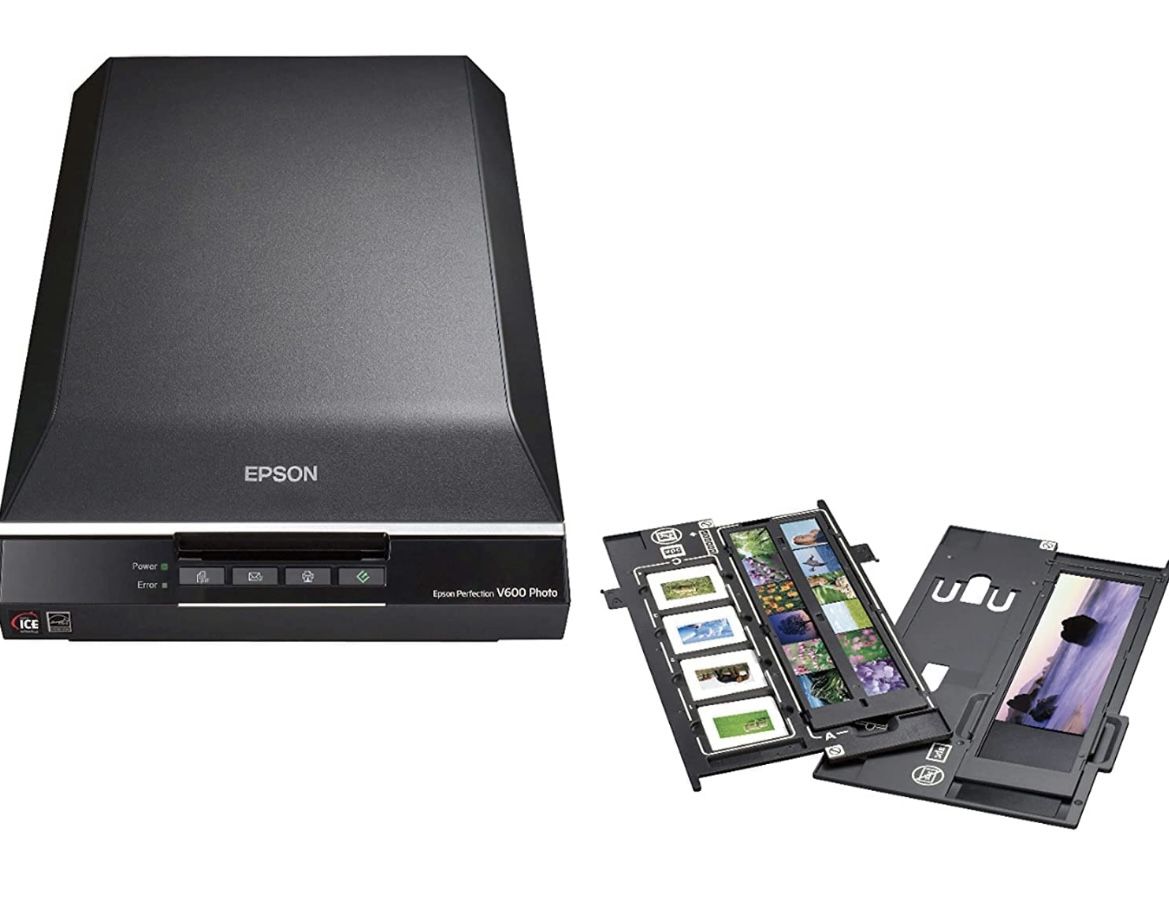 Epson Perfection V600 Photo Wired Color Scanner, Black - USB Connectivity Flatbed Image Scanner, 6400 x 9600 dpi, Enlargements up to 17" x 22"