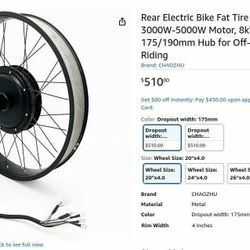 5000w ebike hub motor 20x4.0 