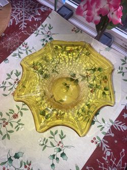 Yellow Blenko Crackle Glass Bowl