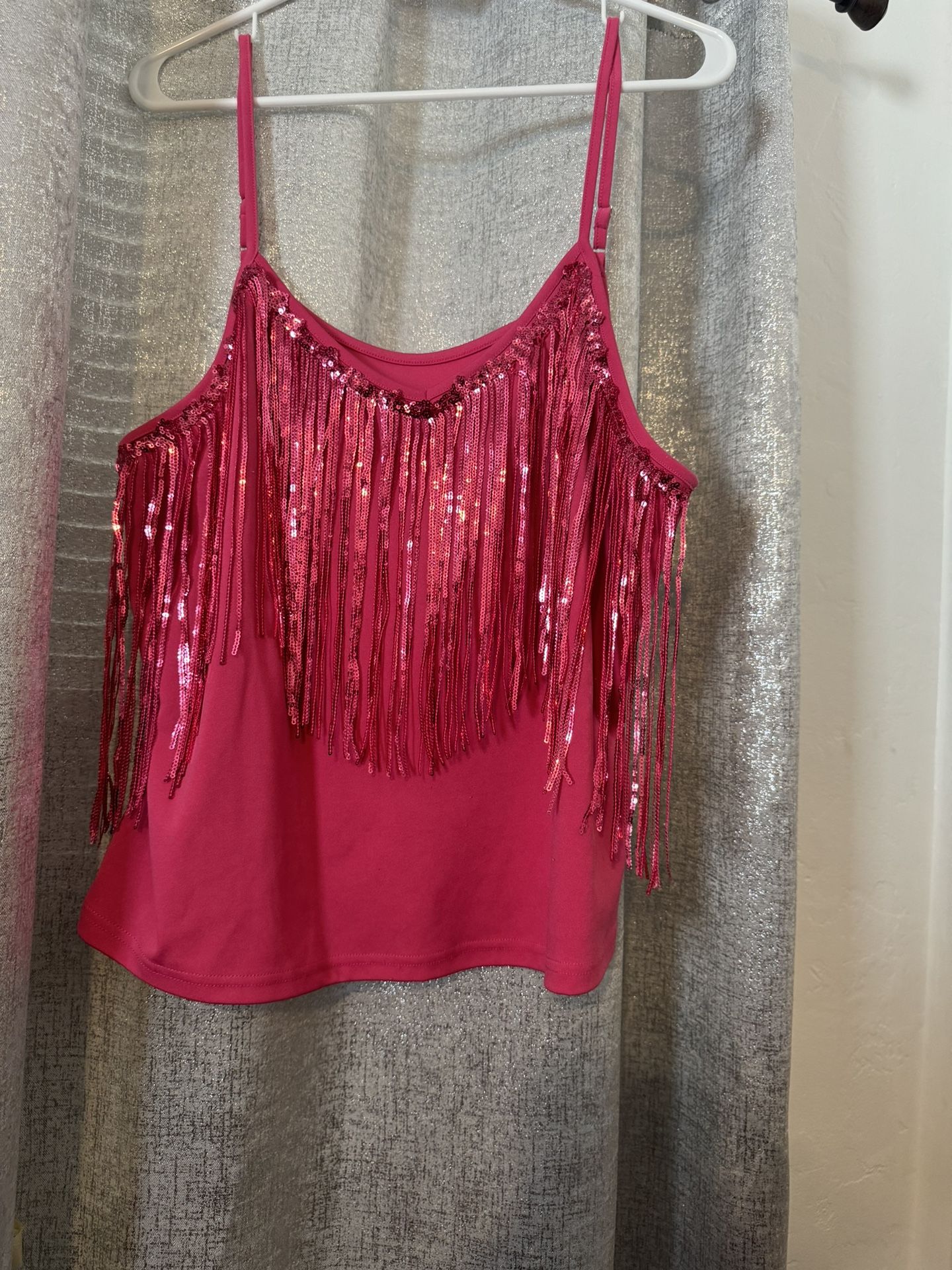 Barbie Pink Fringe Sequence Blouse 3x Juniors