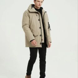 Men's Down Alternative Ski Thicken Arctic Warm Parka Coat Deatable PX12