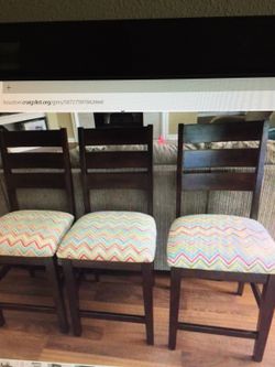 3 wood bar stools