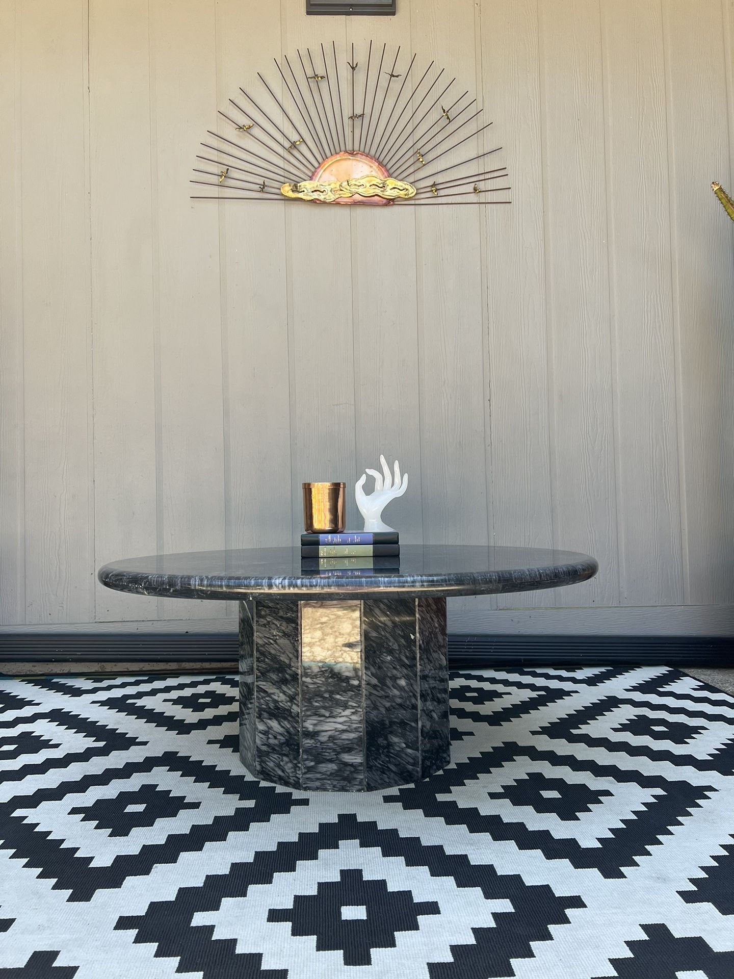 Vintage Round Italian Marble Coffee Table. 