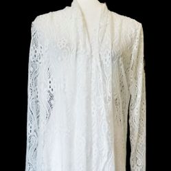 Long White Lace Coverup L