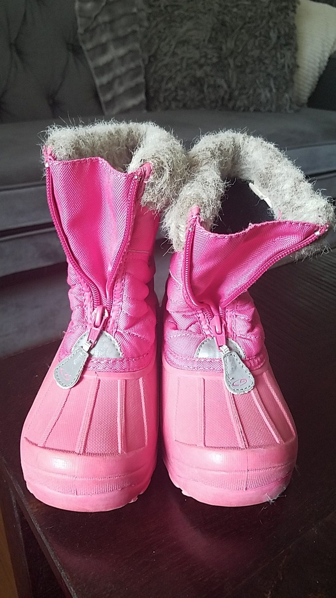 Pink snow boots