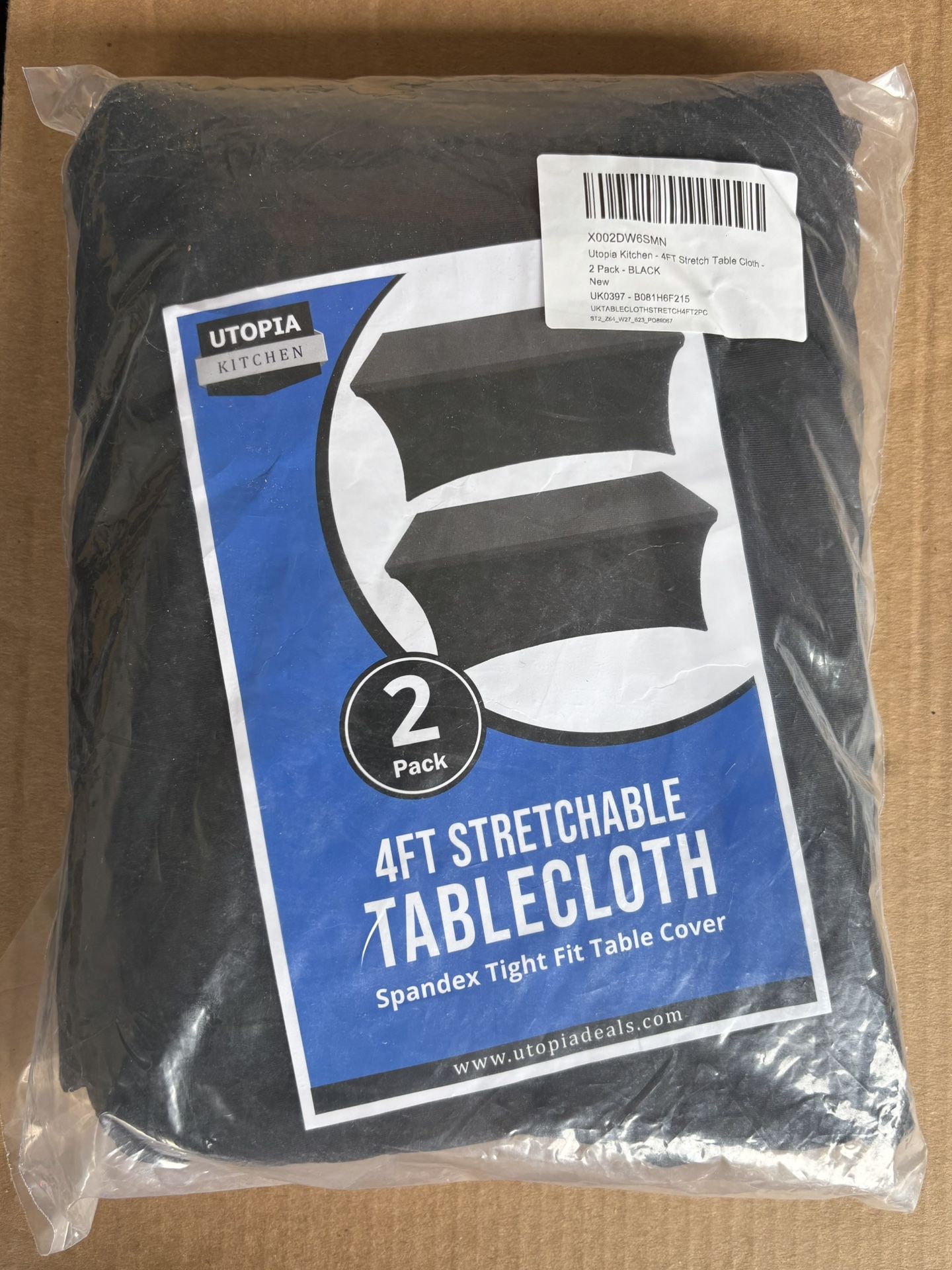 Utopia Kitchen Spandex Tablecloth 2 Pack 4FT, Black Tight Fit Table Cover