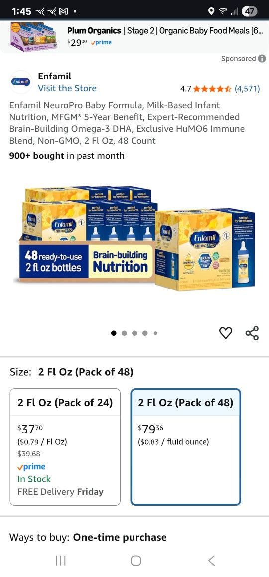 enfamil neuropro ready to feed 48 bottles