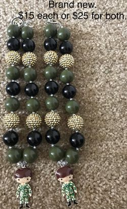 Army chunky bead necklaces