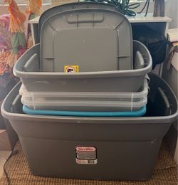 Sterilite Plastic Storage Tote Bins Set
