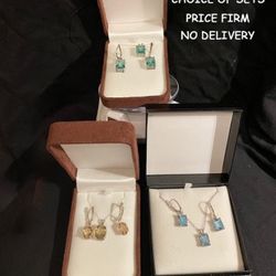 Custom Made, CHOICE, Price Firm, 3 Piece Sterling Silver Genuine Gemstone Jewelry Set