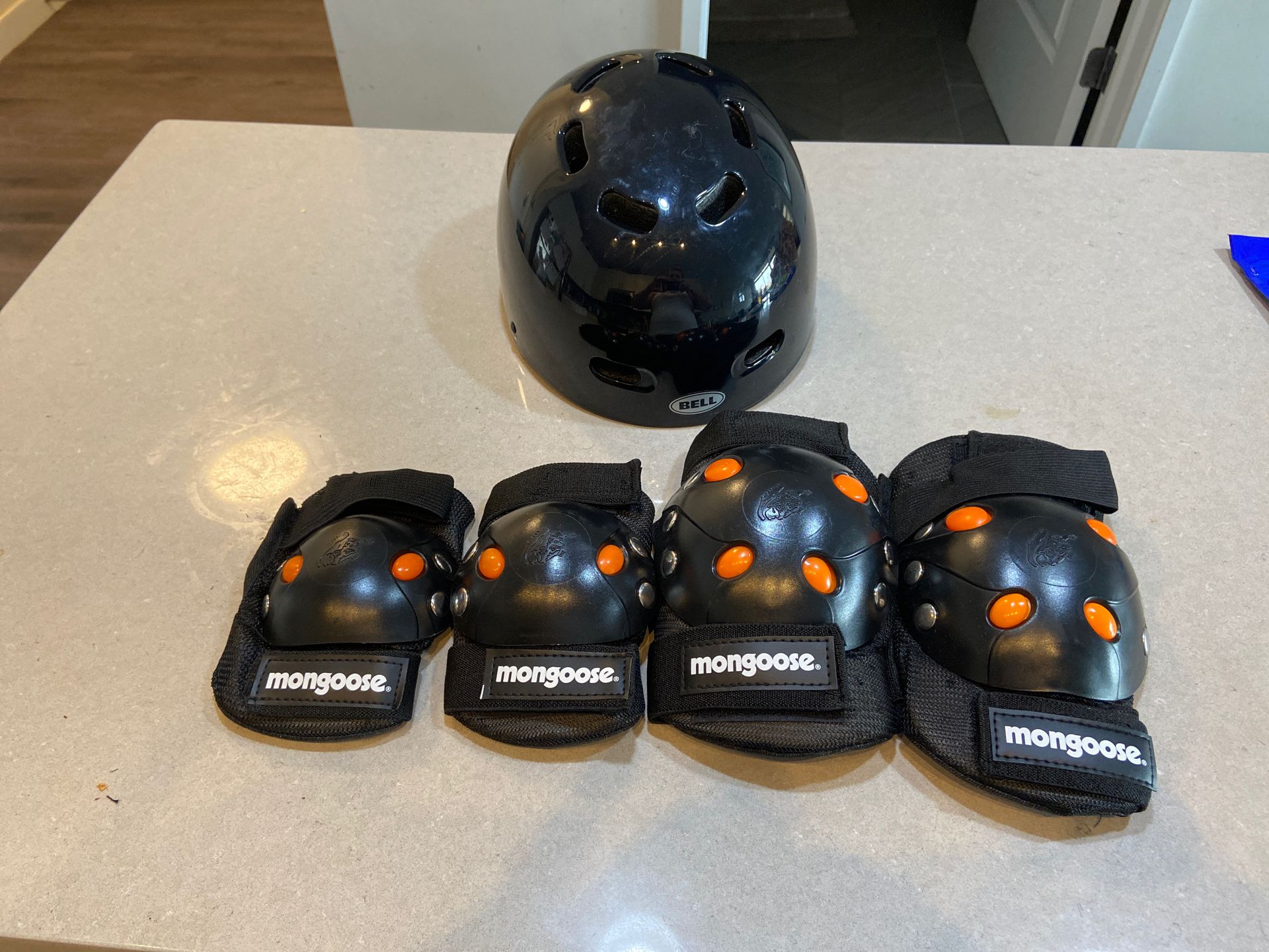 Bell Helmet, Knee Pads, and Elbow Pads (Size 5-8 y/o)