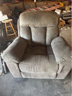 Grey suede leather recliner/rocker