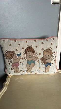 Vintage Angel Cherub Tapestry Throw Pillow