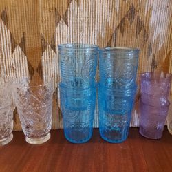 Lot Of 9 Elegant Textured Glasses