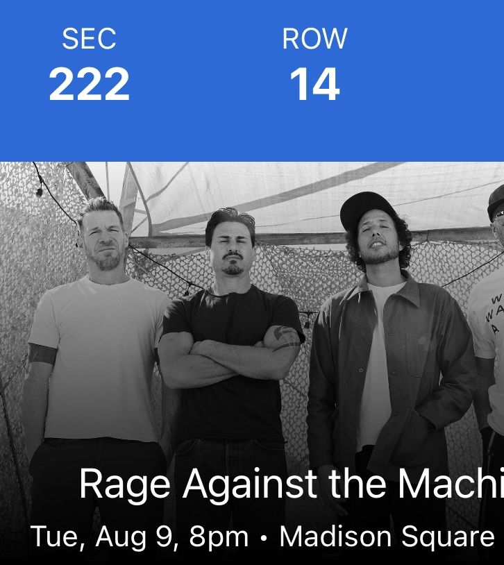 Rage Against The Machine Tickets 8/9/22 MSG Garden