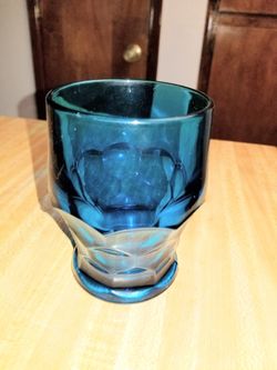 Vintage Georgian Honeycomb Teal/Aqua Blue Tumblers x 2