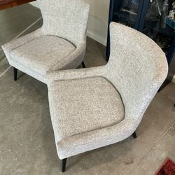 Heather Grey MCM Wingback Chairs