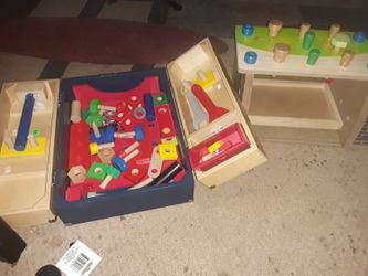 Kids tools and screws and work bench