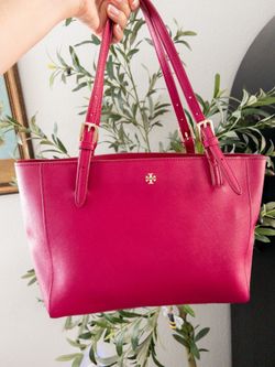 Tory Burch Pink Leather Tote Bag
