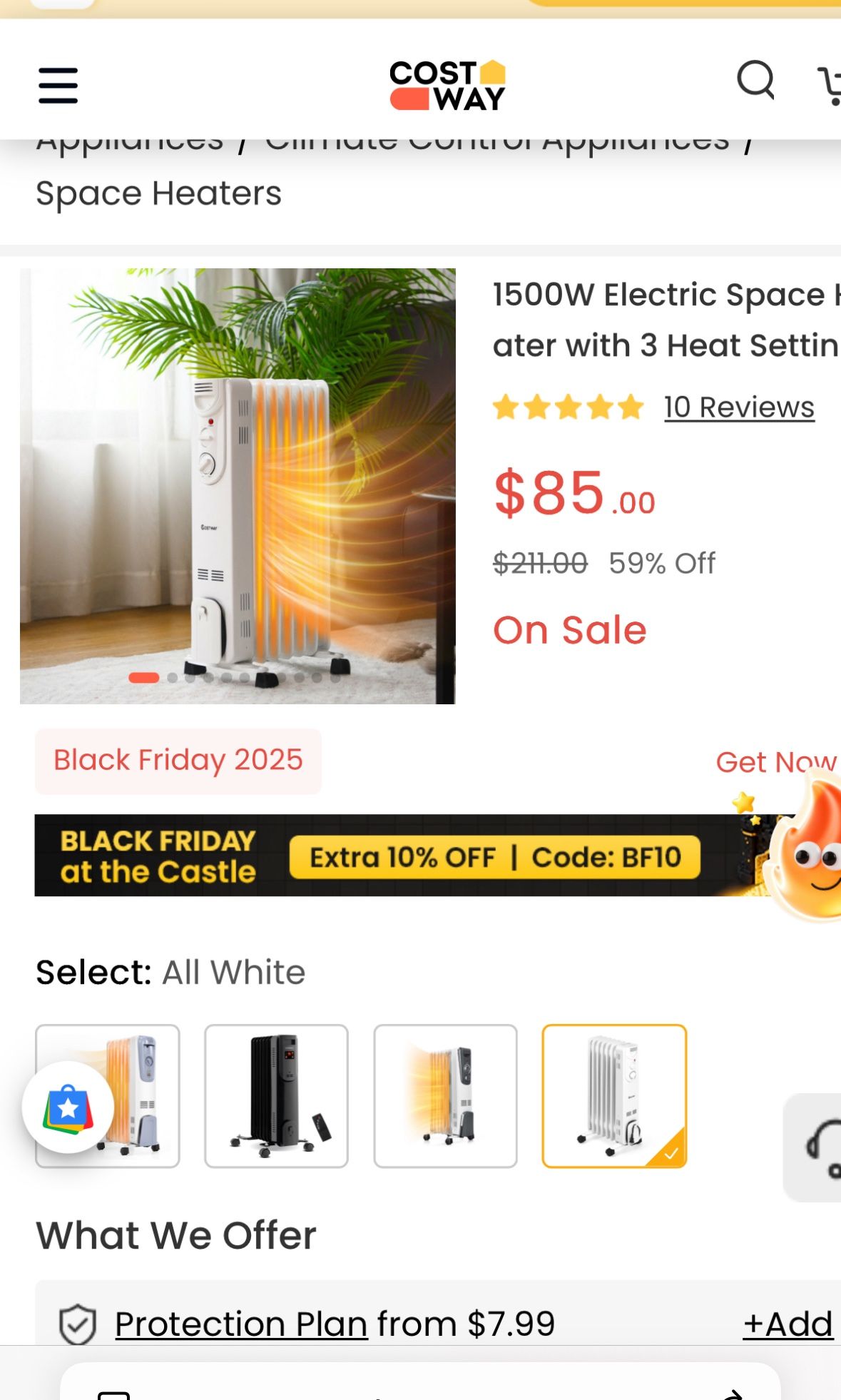 Cost way Heater 1500W With Wheels