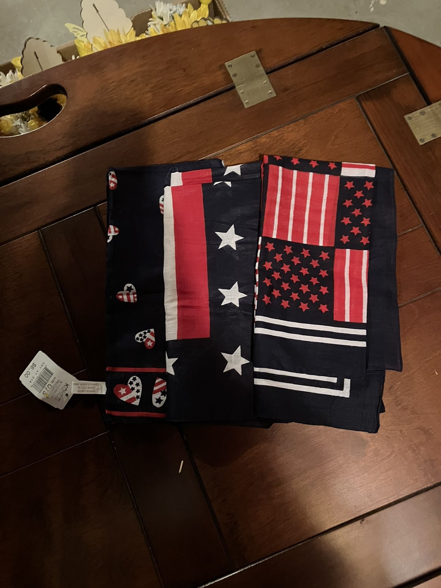 3 Patriotic Handkerchiefs/decorations NWT