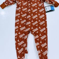 Texas Longhorns NCAA  Full Zip Romper Baby Bodysuit Creeper  18 Months