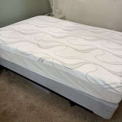 Queen Memory Foam Mattress, Box spring And Medal Frame.