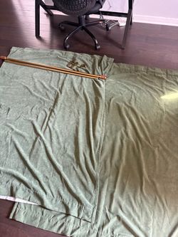 Sage Green Curtain Panels with Gold Rod