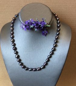 Tahitian Pearl Organic Gemstone 20 Inch Black Rice Pearl   SG-0069