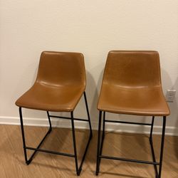 Leather Bar Stools - Set Of 2