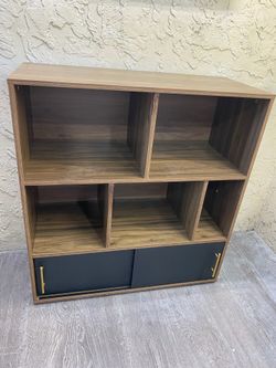 Modern Wood Office Shelf Office Cube Storage Unit w/ Sliding Doors - Local Delivery for a Fee - See My Other Items 😎