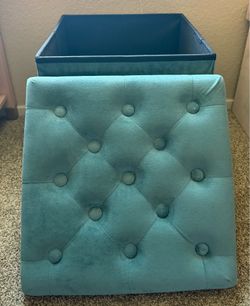 teal velvet storage chest