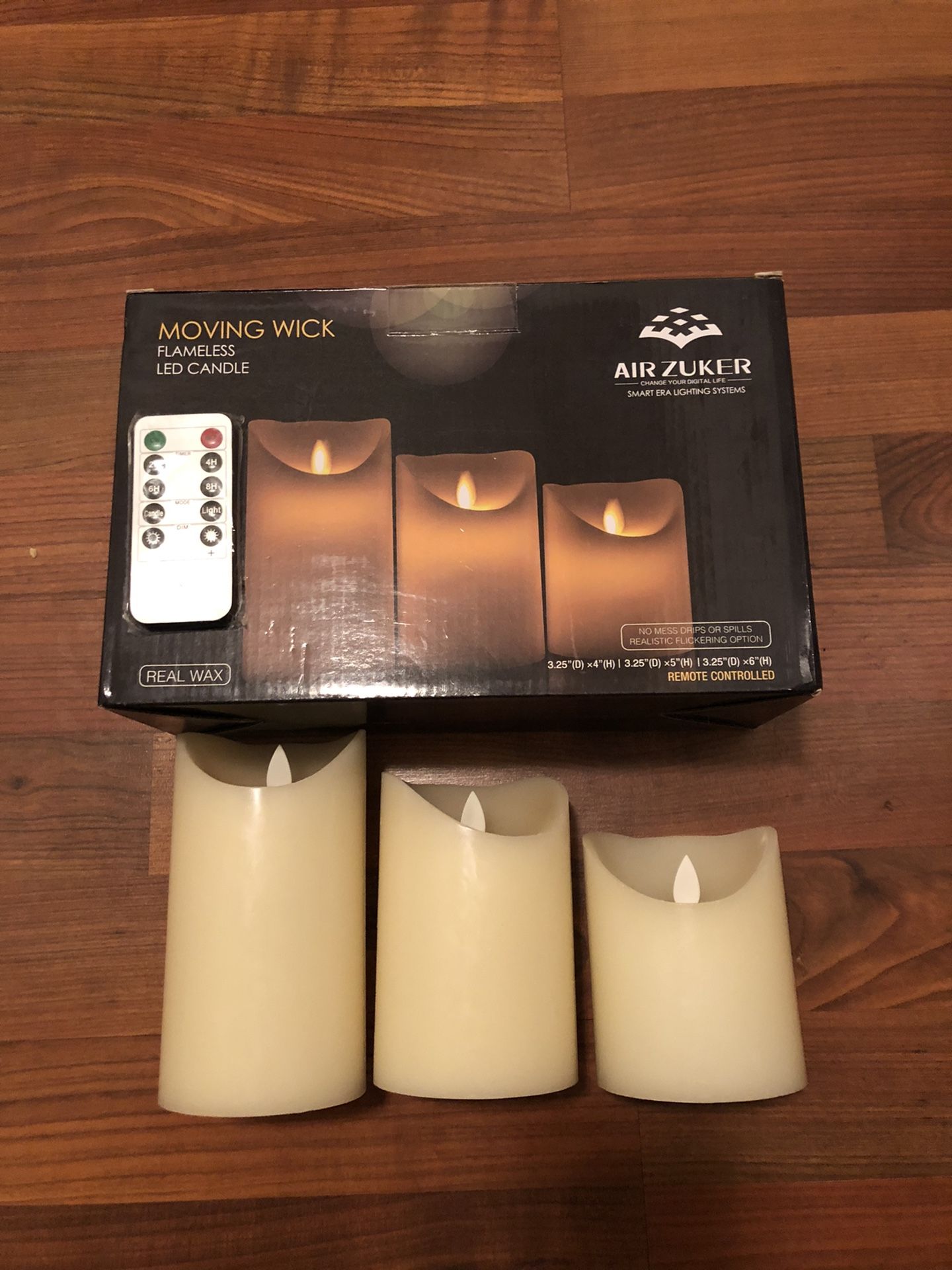 Moving wick Flameless LED Candle (real wax) with remote