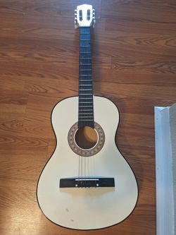 White/Cream Color Acoustic Guitar 