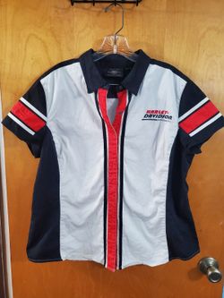 Harley-Davidson Women’s XL Racing Button Up Shirt Black White Red Genuine Motor