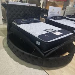 AP🎉 Black Round Queen Storage Bed// Financing - Delivery 
