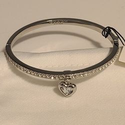 COACH Stone Heart Charm Bangle Bracelet