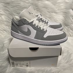 New Jordan 1 Low White Grey Men Size 10.5 Or Women 12 Jordan 1 Low