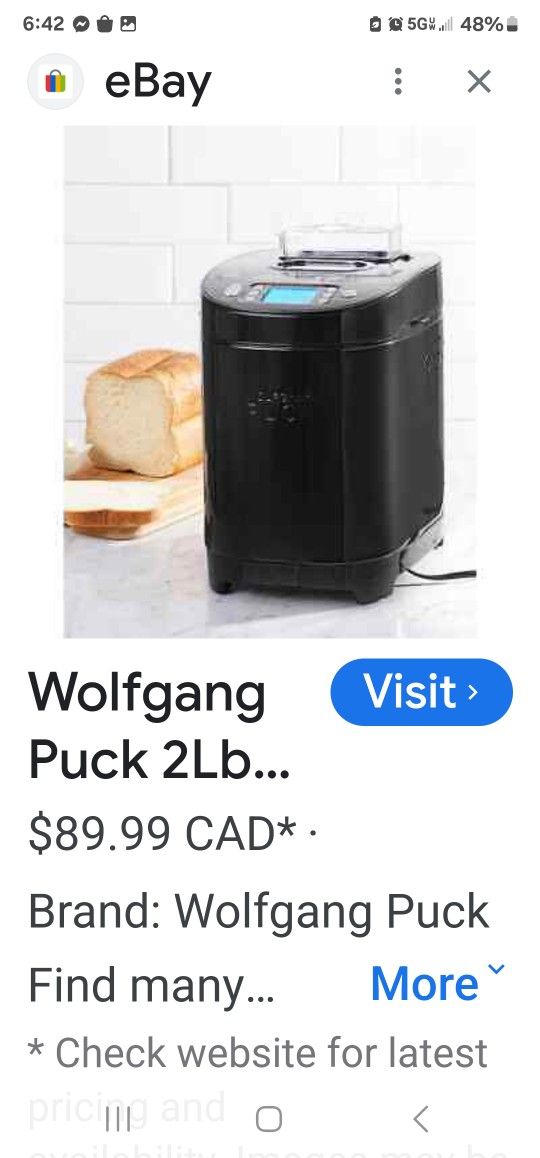 New In BOX Wolf GANG PUCK BREAD MAKER $50