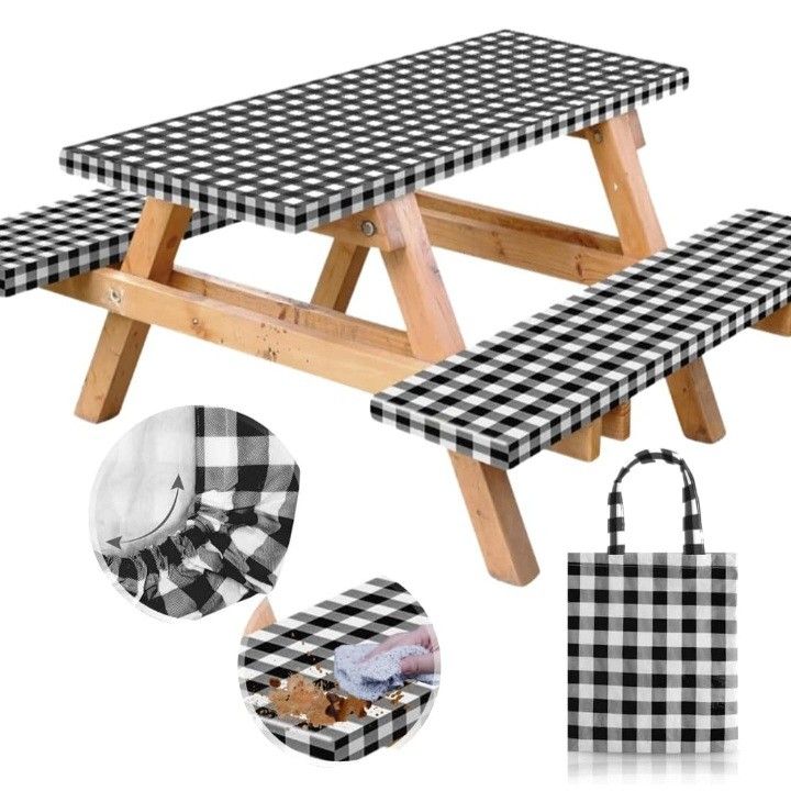 RNOONY Vinyl Fitted Picnic Table Cover/Bench Covers