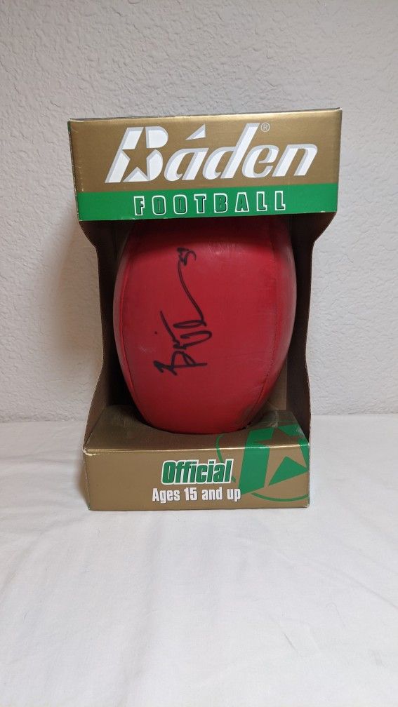 Brian Urlacher Autographed Football with 12 Inch NFL Figure