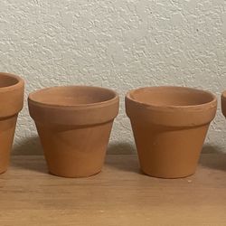 6 Small Terracotta Pots 